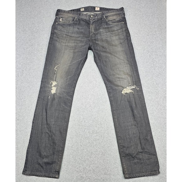 Ag Adriano Goldschmied Other - AG Adriano Goldschmied Jeans Mens 38x34 Gray Slim Straight Matchbox Distressed